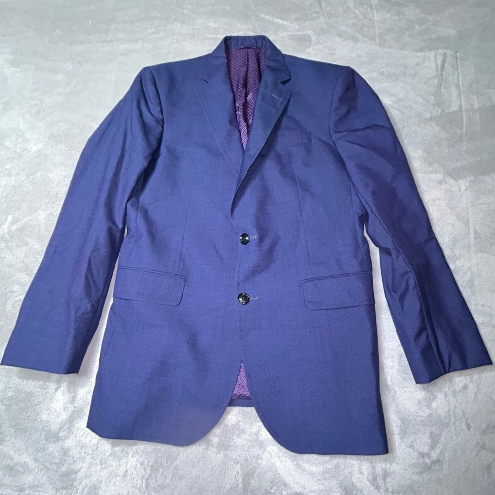 Ted Baker London Mens Endurance 40R Blue 100% Wool Sport Coat Blazer 2 Button